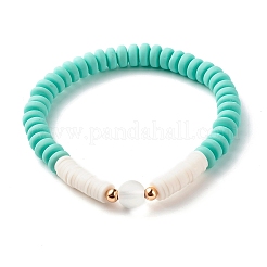Round Stone & Polymer Clay Heishi Beads Stretch Bracelets Sets&nbsp;BJEW-JB07436