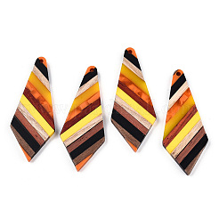 Transparent Resin & Walnut Wood Big Pendants&nbsp;RESI-TAC0017-48-B01
