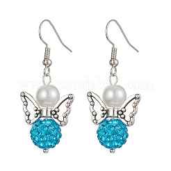 5 Pairs 5 Color Polymer Clay Rhinestone & Glass Pearl Beaded Dangle Earrings&nbsp;EJEW-JE05444-S