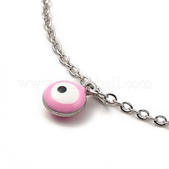 Enamel Evil Eye & Cubic Zirconia & 304 Stainless Steel Charm Anklet with Cable Chains&nbsp;AJEW-C021-09P