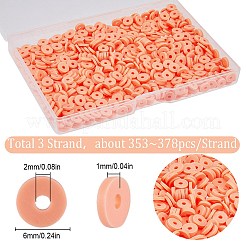 3 Strands Flat Round Handmade Polymer Clay Beads&nbsp;CLAY-SC0001-69B