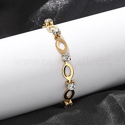 304 Stainless Steel Rhinestone Cup Chain Bracelets for Women&nbsp;BJEW-F488-26C-G