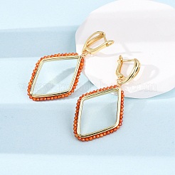 Rack Plating Brass Cubic Zirconia Rhombus Hoop Earrings&nbsp;EJEW-L303-02G