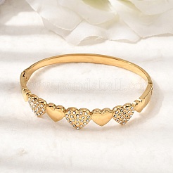 304 Stainless Steel Rhinestone Hinged Bangles for Women&nbsp;BJEW-B168-15G