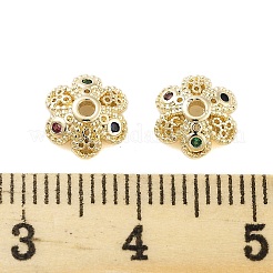 Flower Brass Cubic Zirconia Bead Caps&nbsp;KK-S379-16G-C