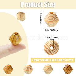 100Pcs 2 Colors Bicone Unfinished Natural Wood Beads&nbsp;WOOD-YW0001-78