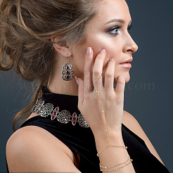 4Pcs Brass Satellite Chains Finger Ring Bracelets&nbsp;BJEW-HY0001-05G