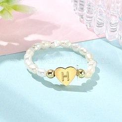 Natural Freshwater Pearl & 304 Stainless Steel Bead Finger Rings&nbsp;RJEW-FS00001-08