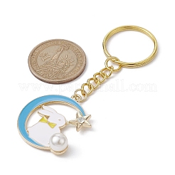 Moon with Rabbit Alloy Enamel Pendant Keychain&nbsp;KEYC-JKC00623-03