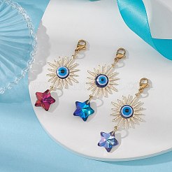 Electroplate Glass Star Pendant Decorations&nbsp;HJEW-JM01107