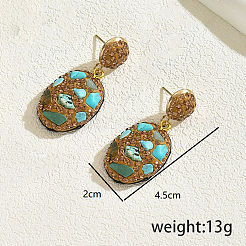 Vintage Natural Turquoise Dangle Stud Earrings&nbsp;RA9343