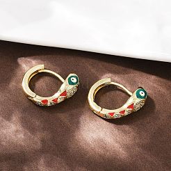 Brass Micro Pave Cubic Zirconia Hoop Earrings&nbsp;EJEW-B146-02G-05