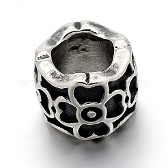Mixed Styles Retro 304 Stainless Steel Big Hole Column Beads&nbsp;STAS-E086-32AS