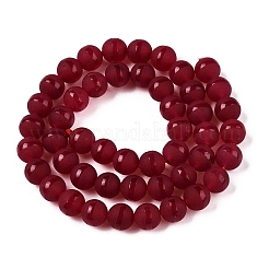 Frosted Natural White Jade Beads Strands&nbsp;G-T138-8mm-209B