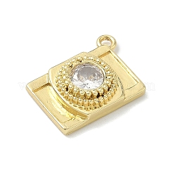 Brass Pave Clear Cubic Zirconia Charms&nbsp;KK-G548-08G
