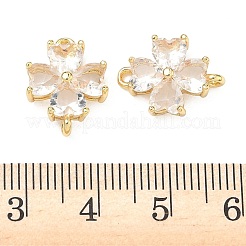 Saint Patrick's Day Glass Clover Connector Charms&nbsp;KK-P348-03G-05