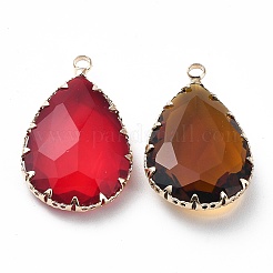 Brass and K9 Glass Pendants&nbsp;KK-Z031-32KCG
