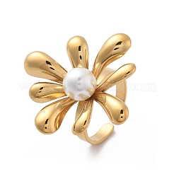 Flower 304 Stainless Steel Cuff Rings for Women&nbsp;STAS-Z112-19G