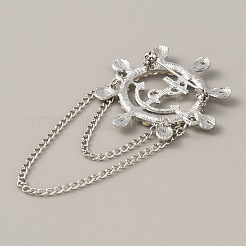 Naval Style Helm & Anchor Rhinestone Brooch for Men Women&nbsp;JEWB-WH0030-01P