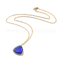 Triangle Glass Pendant Necklaces&nbsp;NJEW-JN02610-M