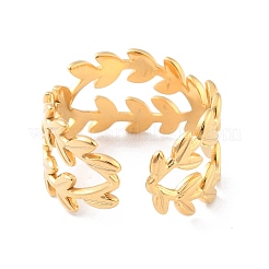 Ion Plating(IP) 304 Stainless Steel Leaf Cuff Ring&nbsp;RJEW-L103-23G