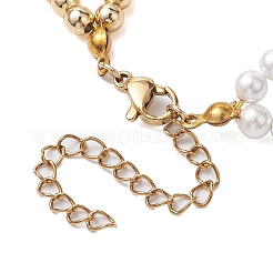 4mm Round Pearl Shell & Brass 2-Strand Beaded Bracelets for Women&nbsp;BJEW-JB10554