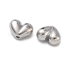 Heart Brass Micro Pave Clear Cubic Zirconia Beads&nbsp;KK-H256-11P