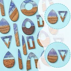 18Pcs 9 Styles Transparent Resin & Walnut Wood Pendants&nbsp;RESI-FS0001-78