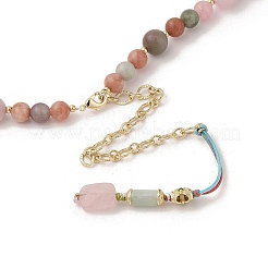 Natural Agate & Pearl &  Natural Rose Quartz Beaded Necklaces&nbsp;NJEW-L119-08G