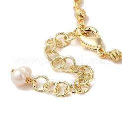 Synthetic Turquoise Round Link Bracelets with Natural Pearl&nbsp;BJEW-C051-14G