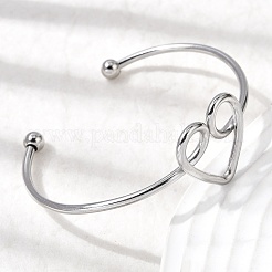 304 Stainless Steel Cuff Bangles for Women&nbsp;BJEW-Z150-02P-01