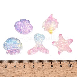 Gradient Color Marine Organism Theme Transparent Resin & Sequin Cabochons&nbsp;RE-CBA1A08-01