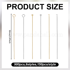 600Pcs 6 Styles 304 Stainless Steel Flat Head & Ball Head & Eye Pins&nbsp;STAS-ME0003-14