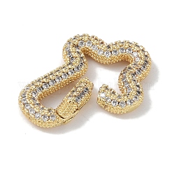 Rack Plating Brass Micro Pave Cubic Zirconia Twister Clasps&nbsp;KK-NH0002-13G-01