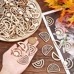 200Pcs 4 Style Fan Shape Hollow out Unfinished Wood Pendants&nbsp;DIY-PH0017-58