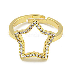 Star Rack Plating Brass Micro Pave Cubic Zirconia Adjustable Rings for Women&nbsp;RJEW-F162-13G