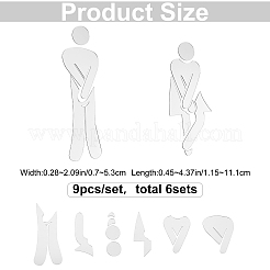 3D Plastic Self-Adhesive Man & Woman Pattern Mirror WC Sign&nbsp;DIY-WH0308-145C