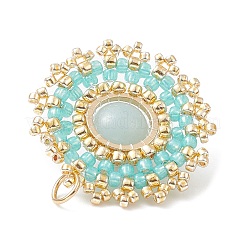Natural Amazonite Flat Round Pendants&nbsp;PALLOY-MZ00135-01