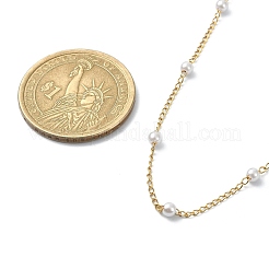 Glass Pearl Round Beaded Chain Necklace&nbsp;NJEW-JN04336