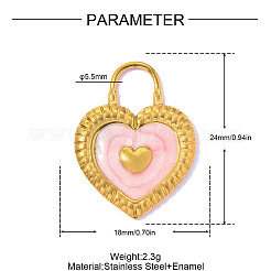 Valentine's Day 304 Stainless Steel Enamel Pendants&nbsp;STAS-OY016-68G