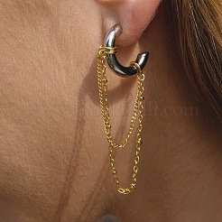 304 Stainless Steel Dangle Stud Earrings with Chain for Women&nbsp;SA-CBA8C9C-01GP