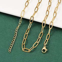 Ion Plating(IP) 304 Stainless Steel Paperclip Chain Necklace for Women&nbsp;X-NJEW-C011-03G