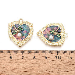 Rack Plating Alloy Enamel and ABS Imitation Pearl and Glitter Powder Pendants&nbsp;ENAM-T091-62A
