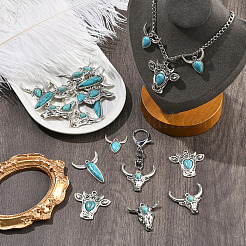 24Pcs 6 Styles Bohemian Synthetic Turquoise Cattle Pendants&nbsp;FIND-SZ0019-83