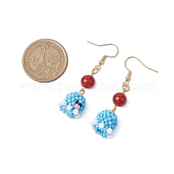 Handmade Glass Seed Beads Octopus Dangle Earrings&nbsp;EJEW-MZ00278-02