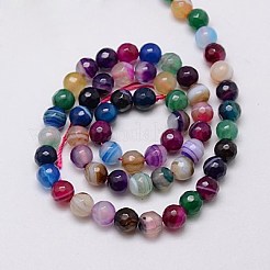 Natural Striped Agate/Banded Agate Beads Strands&nbsp;G-G581-6mm-17