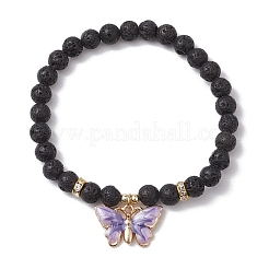 Round Natural Lava Rock Beads Stretch Bracelets for Women&nbsp;BJEW-JB11401