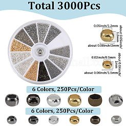 3000Pcs 12 Styles Rondelle Brass Crimp Beads&nbsp;KK-SP0002-42