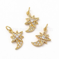 Rack Plating Brass Micro Pave Cubic Zirconia Star Pendants&nbsp;ZIRC-K089-03G