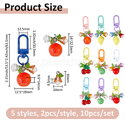 10Pcs 5 Styles Fruit Resin & Acrylic Pendant Decorations&nbsp;HJEW-FH00099